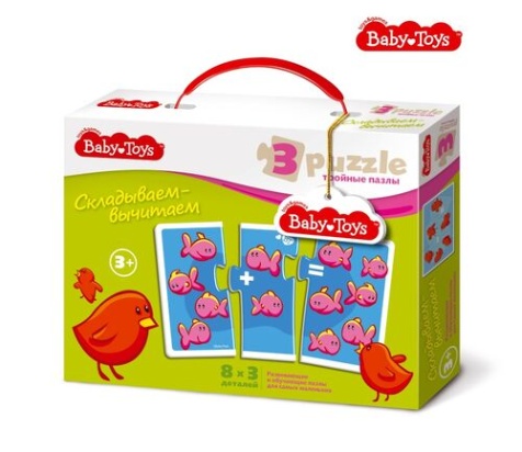 Пазлы макси тройные "Складываем-вычитаем" BABY TOYS (18 эл) 02505