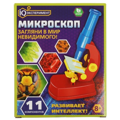 Микроскоп "iq эксперименты", 11 компонентов, кор.14*17,5*4,5см ИГРАЕМ ВМЕСТЕ ,  A1471378B-R