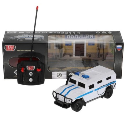 Машина р/у АМН ВПК-233114 ПОЛИЦИЯ 21 см, свет, бел, кор. Технопарк TIGER-22RCPOL-WH