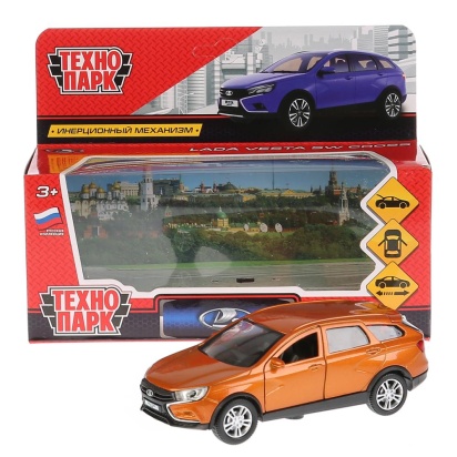 Машина металл LADA VESTA SW CROSS, 12 см, двер, багаж, инерц, золотой. кор. Технопарк VESTA-CROSS-GD