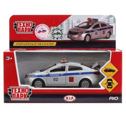 МАШИНА "ТЕХНОПАРК" МЕТАЛЛ. ИНЕРЦ. KIA RIO ПОЛИЦИЯ 12СМ, ОТКРЫВ. ДВЕРИ RIO-POLICE