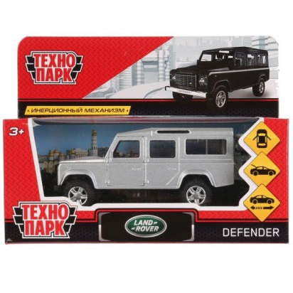 Машина металл LAND ROVER DEFENDER 12см, открыв. двери, инерц, серебр. в кор. Технопарк, DEFENDER-SL