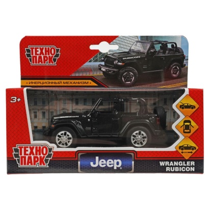 Машина металл JEEP WRANGLER RUBICON 11 см, двер, багаж, инерц, черн, кор. Технопарк , RUBICON3D-12-B