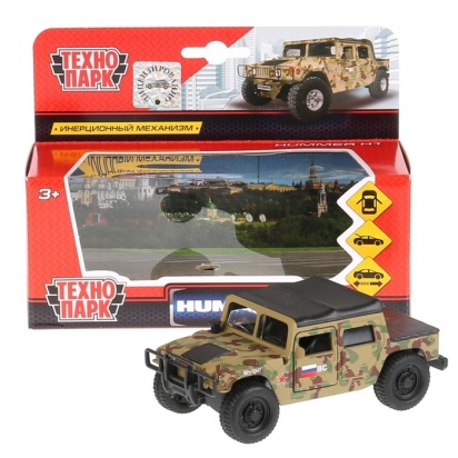 Машина металл Hummer H1 пикап военный 12см, открыв. двери, инерц. в кор. Технопарк SB-18-09-H1-M(GY)