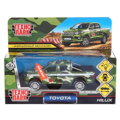 Машина металл свет-звук "toyota hilux камуфляж" 12см, инерц.зеленый,HILUX-12SLMIL-GN