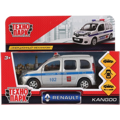 ТМ Технопарк. Машина металл "RENAULT KANGOO ПОЛИЦИЯ" 12см, открыв. двери, инерц. KANGOO-P