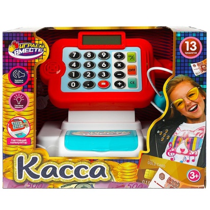 Касса свет-звук, калькулятор, кор.24*19,5*14,5см ИГРАЕМ ВМЕСТЕ,  2101U307-R