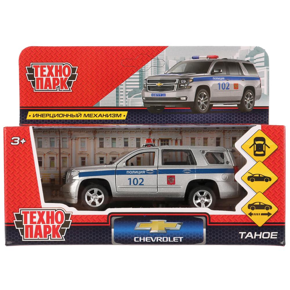 Машина металл "CHEVROLET TAHOE ПОЛИЦИЯ", длина.12 см,откр дв, багаж,инерц.Технопарк TAHOE-P