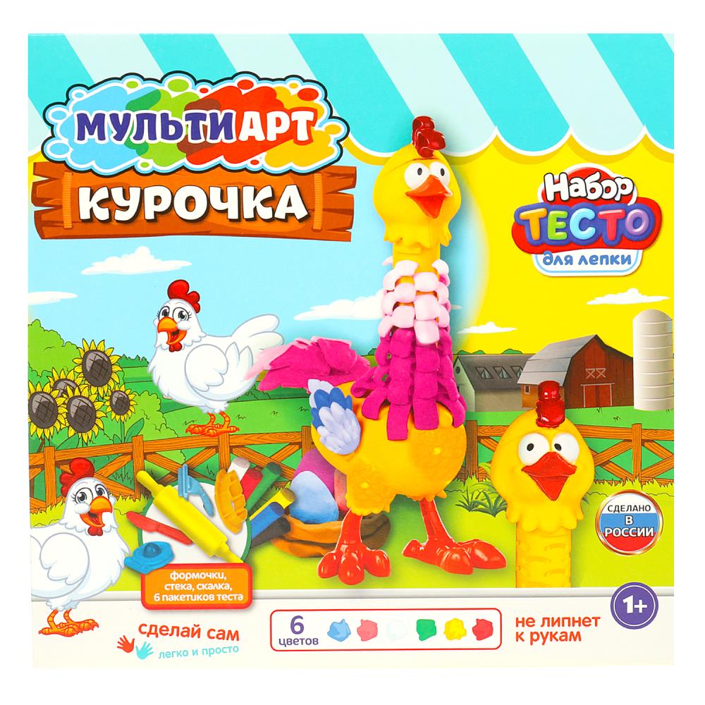 Набор с тестом для лепки и формочками курица, 27 см МУЛЬТИ АРТ  PDSET-MACHIK