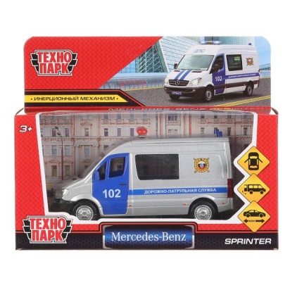 Машина "mercedes-benz sprinter полиция" 14см, открыв. двери, инерц. в кор Технопарк SPRINTERVAN-14PO