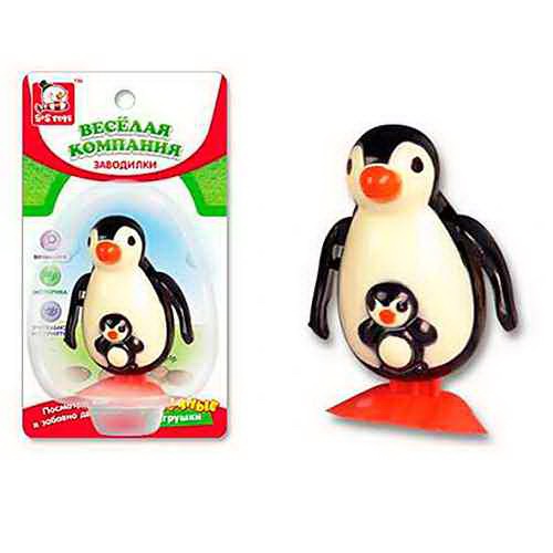 Заводная игрушка Пингвин с пингвиненком, блистер 7810