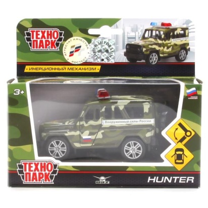 МАШИНА "ТЕХНОПАРК" МЕТАЛЛ. ИНЕРЦ. UAZ HUNTER ВС 11,5СМ, ОТКРЫВ. ДВЕРИ И БАГАЖНИК SB-16-68-M-WB
