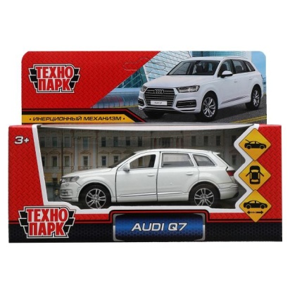 Машина металл AUDI Q7 длина 12 см, двер, багаж, инер, белый, кор. Технопарк Q7-12-WH