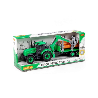 Трактор "Прогресс" лесовоз инерционный (зелёный) 96487