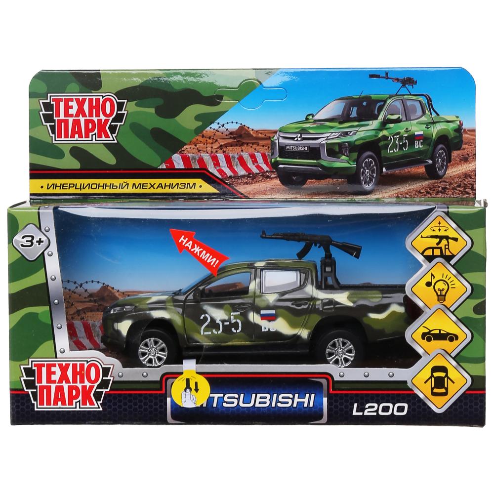 Машина металл свет-звук MITSUBISHI L200 PICKUP КАМУФЛЯЖ 13 см, двери, кор. Технопарк L200-12SLMIL-AR
