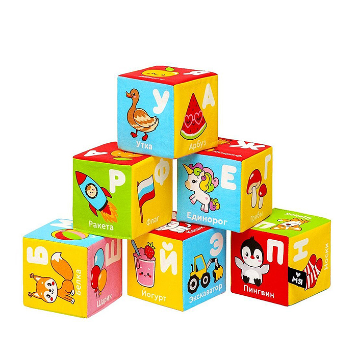 Игрушка кубики Мяшечки "Азбука с картинками" 100М / 424591
