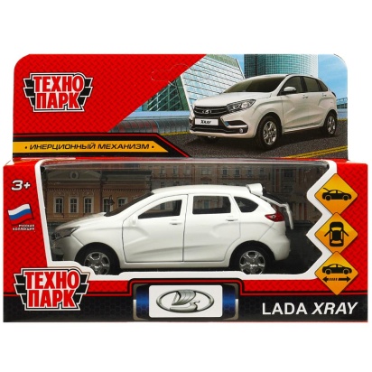 Машина металл LADA XRAY длина 12 см, двери, багаж, инерц, белый, кор. Технопарк   XRAY-12-WH