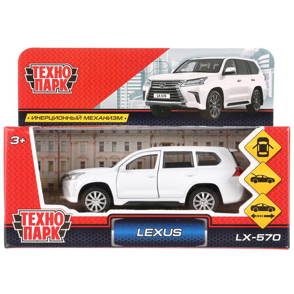 Машина металл LEXUS LX-570, длина 12 см, откр дв, багаж, инерц, БЕЛЫЙ Технопарк LX570-WH