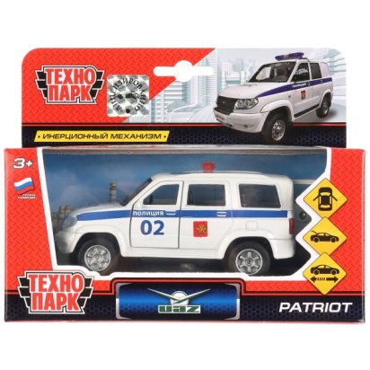 Машина металл UAZ patriot ПОЛИЦИЯ, 12 см, двери, багаж., инерц., SB-17-81-UP-P(W)-WB