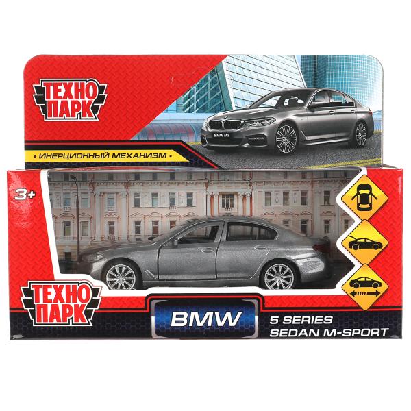 Машина металл BMW 5-ER SEDAN M-SPORT 12 см, двери, багаж, сер, кор. Технопарк 5ER-12-GY