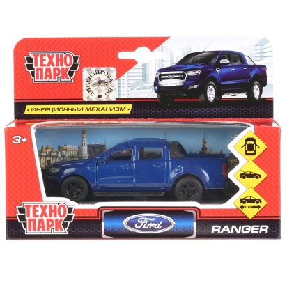 Машина металл FORD Ranger пикап синий 12см, открыв. двери, инерц. в кор. SB-18-09-FR-N(BU)