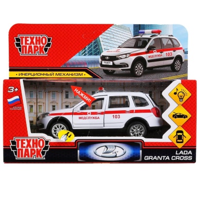 Машина металл свет-звук LADA GRANTA CROSS СКОРАЯ 12 см, двер,баг, инер, кор. Технопарк , GRANTACRS-1