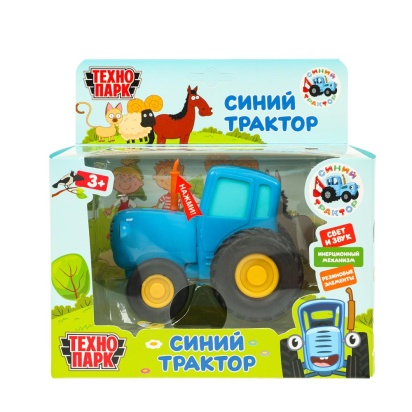Модель металл свет-звук СИНИЙ ТРАКТОР длина 11 см, инерц, синий, кор. Технопарк  BLUTRA-11SL-BU (48)