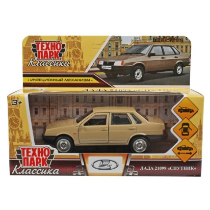 Машина металл LADA-21099 "СПУТНИК" 12 см, двери, багаж, инерц, бежевый, кор. Технопарк   21099-12-BG