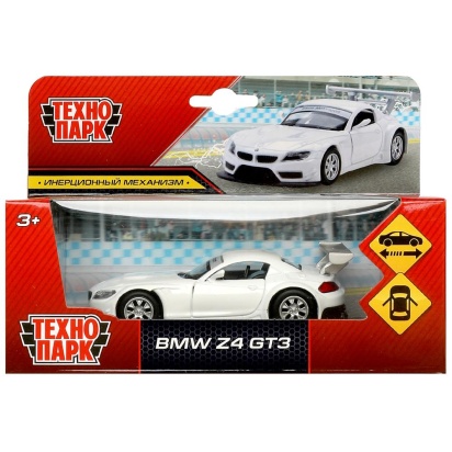 Машина металл BMW z-4 gt3, 11,3 см, двери, инерция, белый, кор. Технопарк   67315 (96)