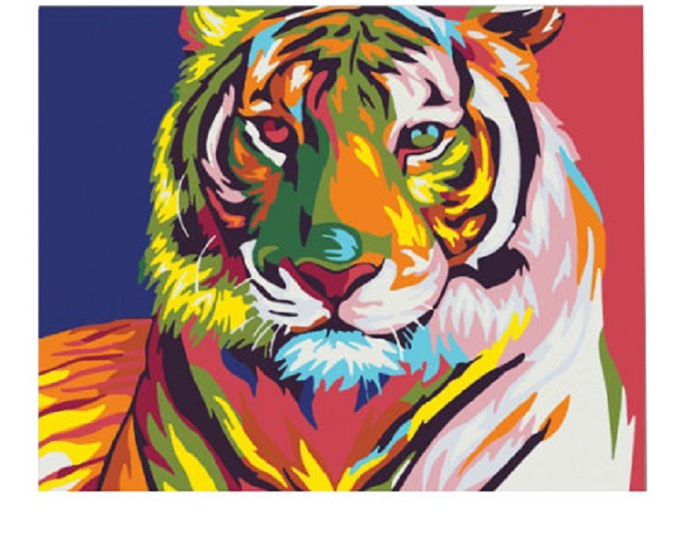 Картина по номерам на холсте 50х40 "Радужный тигр" КН5040003