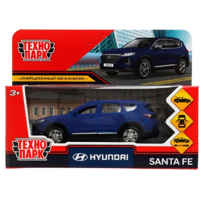 Машина металл HYUNDAI SANTAFE SOFT 12 см, двери, багаж, инерw, синий, кор. Технопарк , SANTAFE2-12FI