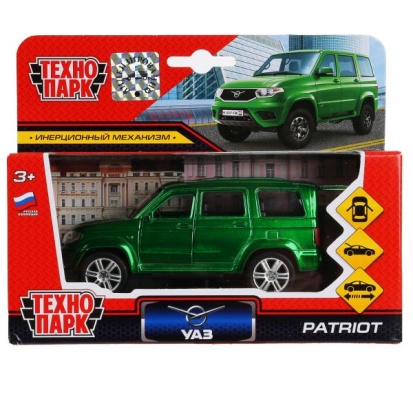 Машина металл UAZ patriot, 12 см, дв., багаж., инерц., зеленый, кор. Технопарк SB-17-81-UP4-WB