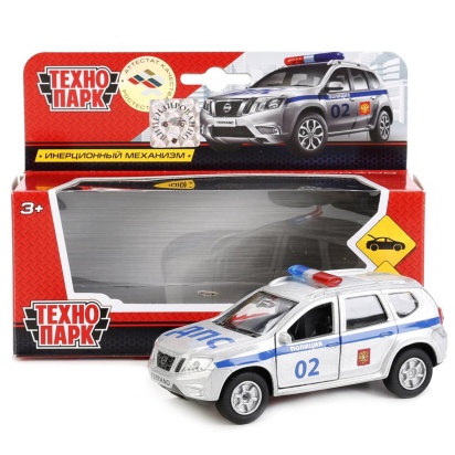 МАШИНА "ТЕХНОПАРК" МЕТАЛЛ. ИНЕРЦ. NISSAN TERRANO ПОЛИЦИЯ 12СМ, ОТКРЫВ. ДВЕРИ SB-17-47-NT(P)-