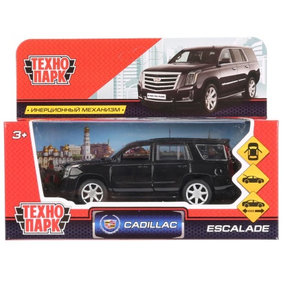 Машина металл "CADILLAC ESCALADE" 12см, открыв. двери, инерц, черный в кор. Технопарк, ESCALADE-BK
