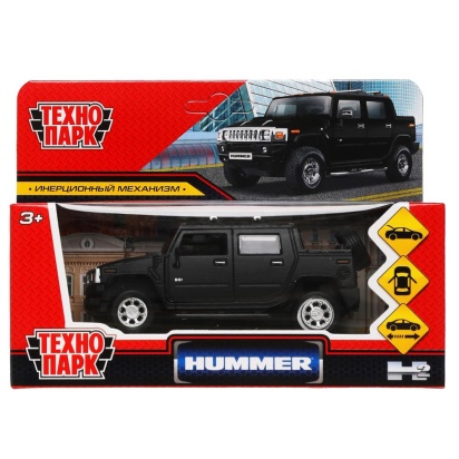 Машина металл HUMMER H2 PICKUP МАТОВЫЙ 12 см, двери, багажн, черный, кор. Технопарк  HUM2PICKUP-12MA