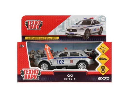 Машина металл свет-звук "INFINITI QX70 ПОЛИЦИЯ" 12см, открыв. двери, инерц., Технопарк QX70-P-SL
