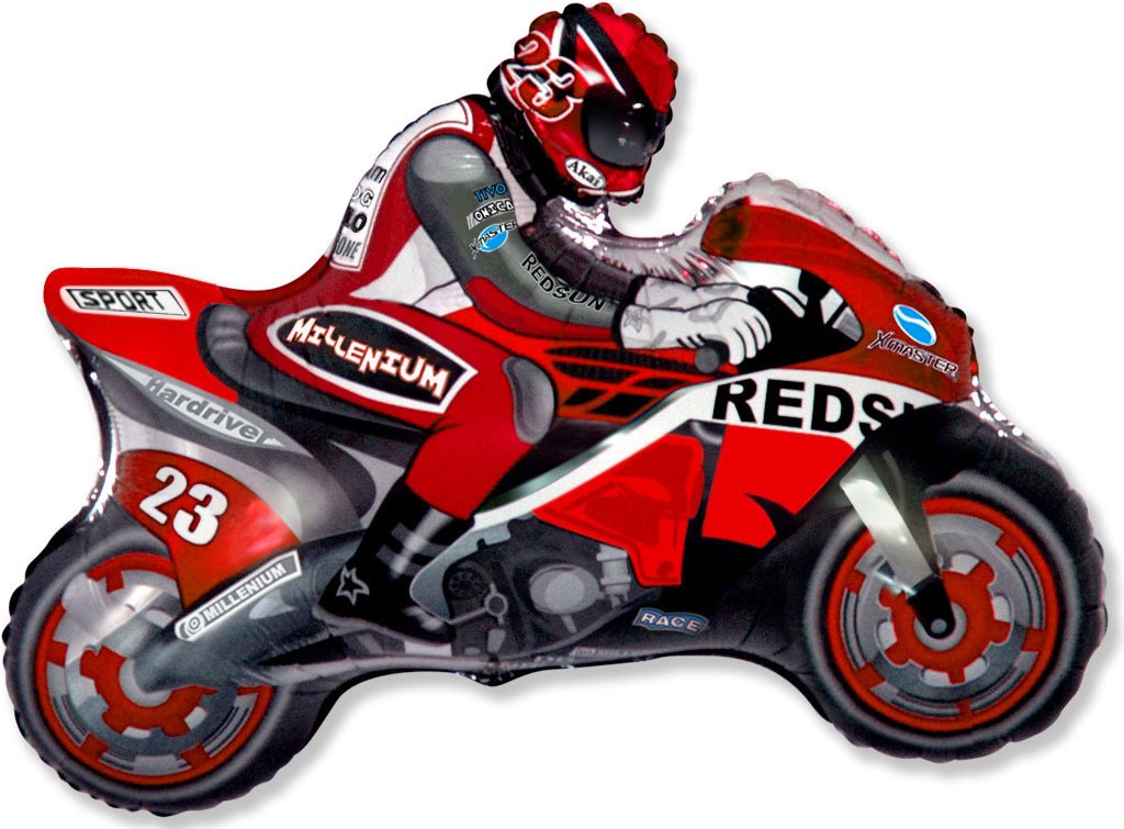 Шар (31''/79 см) Фигура, Мотоцикл, Красный, 1 шт. 901663R