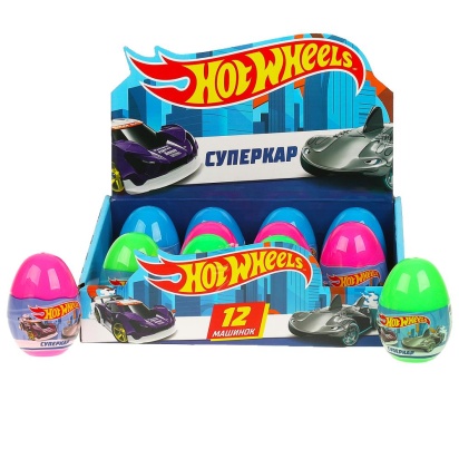 Машина металл Хот Вилс ЯЙЦО 7 см, в ассортименте, дисплей Технопарк  HW-EGG-031-R