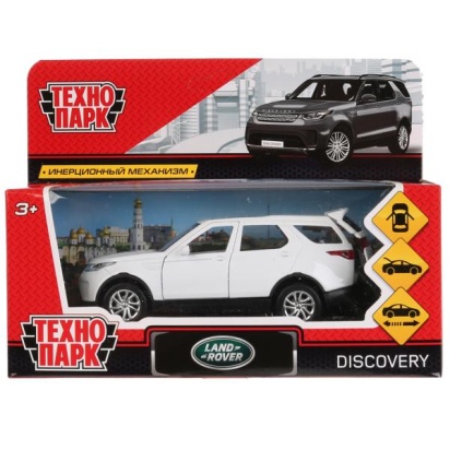 Машина металл LAND ROVER DISCOVERY 12см, открыв. двери, инерц, белый, в кор. Технопарк, DISCOVERY-WT