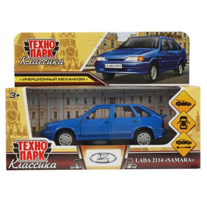 Машина металл LADA -2114 "SAMARA", 12 см, двери, багаж, инерц., синий , кор. Технопарк   2114-12-BU