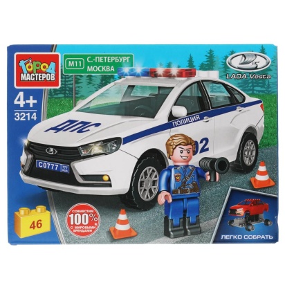 Конструктор LADA vesta: ПОЛИЦИЯ, 46 дет. (легко собрать) Город мастеров в кор.80шт