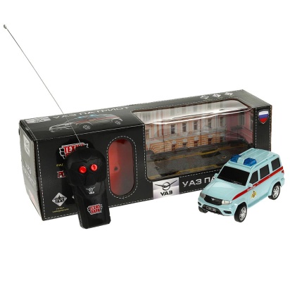 Машина р/у УАЗ ПАТРИОТ РОСГВАРДИЯ 15,5 см, свет, серый, кор. Технопарк   PATRIOT-15RCROS-GY