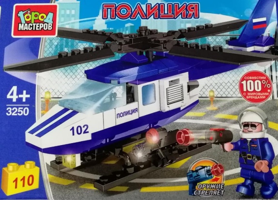 Конструктор ПОЛИЦЕЙСКИЙ ВЕРТОЛЁТ, 110 дет. Город мастеров 3250-KK