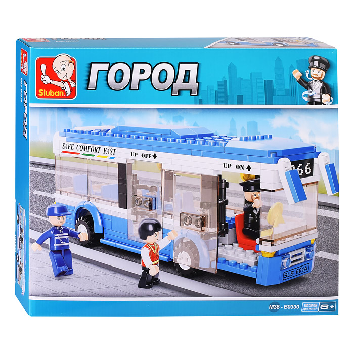 Конструктор "Автобус", 235 дет., 28,5*21*5,5 см,  М38-В0330/958334