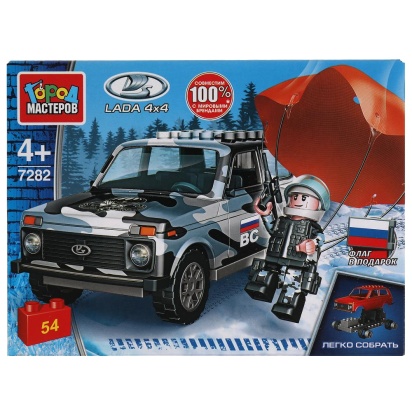 LADA конструктор LADA 4x4 с парашютистом, 54 дет. (легко собрать) Город мастеров 7282-CY
