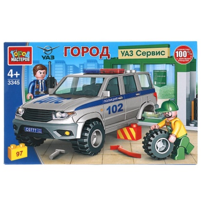 Конструктор uaz patriot ПОЛИЦИЯ в автосервисе, 97 дет. Город мастеров SB-3345