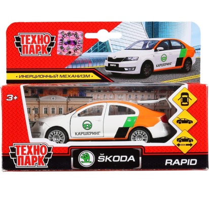 Машина металл SKODA rapid КАРШЕРИНГ, 12 см, дв., багаж., инерц., кор. Технопарк SB-18-22-SR-CS-WB