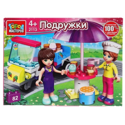 Конструктор "продавец мороженного", с фигурками, 82дет. в русс. кор. Город мастеров 2113-LL