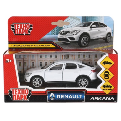 Машина металл RENAULT 12 см, откр дв, багаж, инерц, белый, в кор. Технопарк ARKANA-12-WH