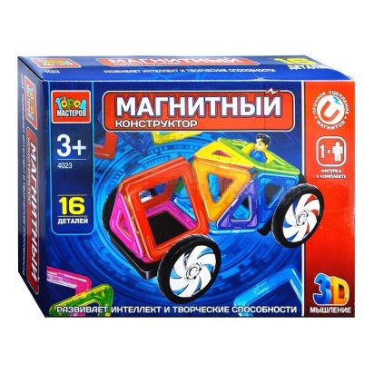 Игрушка конструктор магнитный "Город мастеров": машинка с фигуркой, 16дет. DT-4023-R